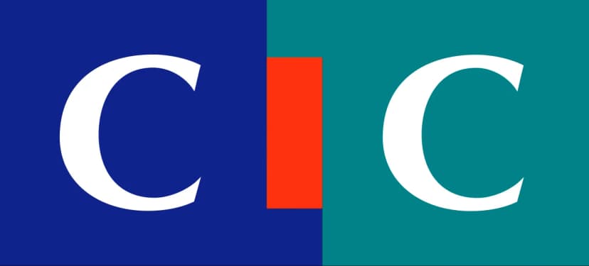 Logo du CIC avec des couleurs bleu, orange et vert.